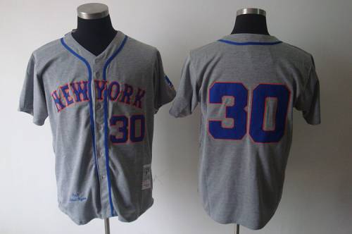 Mitchell and Ness 1969 Mets #30 Nolan Ryan Grey Stitched MLB Jersey - Click Image to Close